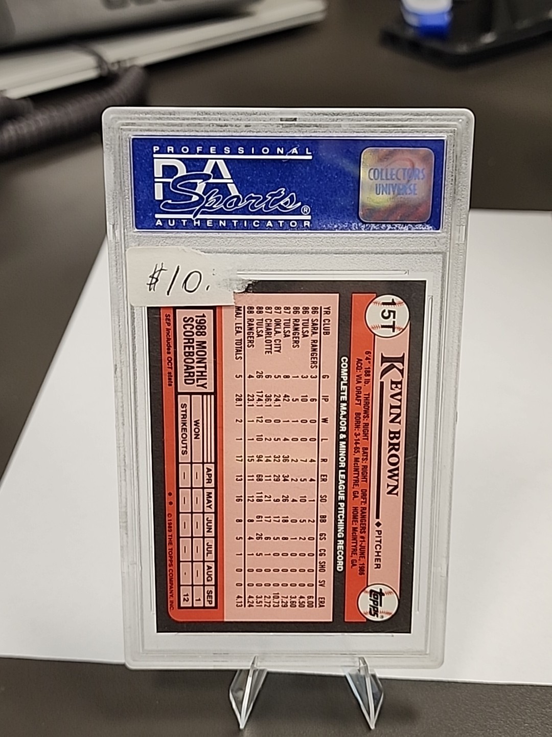 KEVIN BROWN 1989 TOPPS TRADED TIFFANY ROOKIE RANGERS #15T RC PSA 9