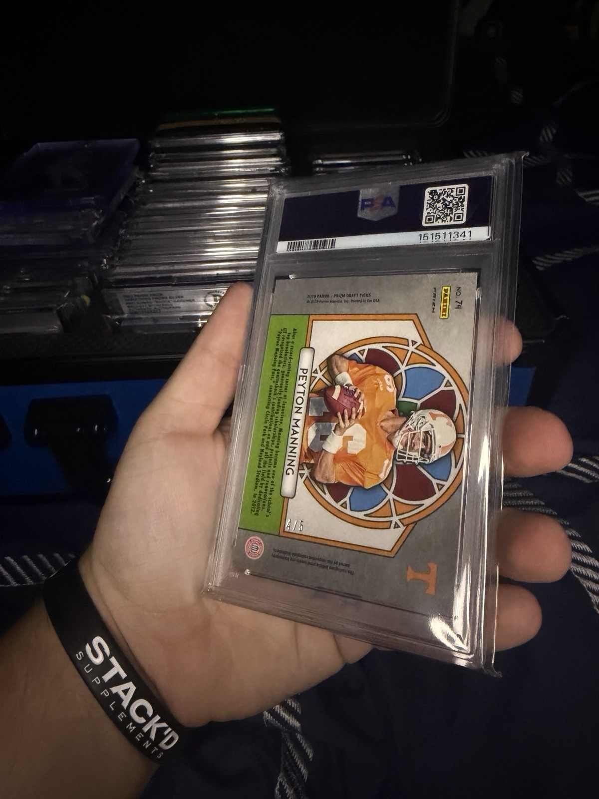 ‼️POP 1‼️Panini 2019 Prizm Draft Peyton Manning #74 Green Prizm /5 PSA 8
