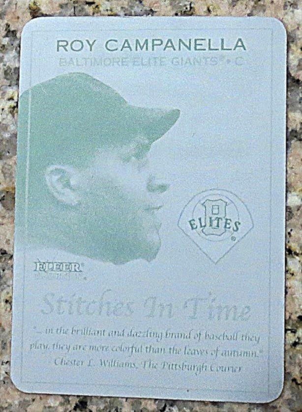 2001 FLEER STITCHES IN TIME ROY CAMPANELLA PRINTING PLATE 1/1 NEGRO LEAGUE RARE