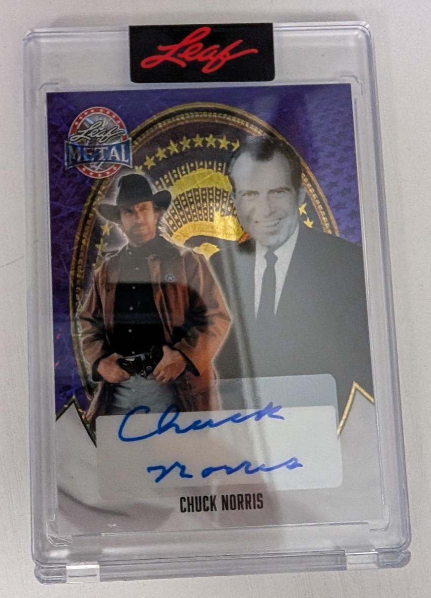 2026 Leaf Metal President’s Day Chuck Norris 1/1 Purple Auto Card BA-CN1