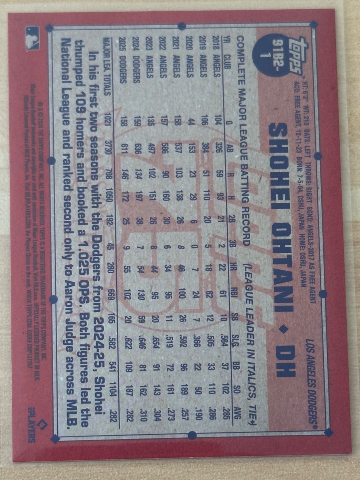 ⚾️ 2026 Topps Series 2 1991 Shohei Ohtani Crackle Foil 91B2-1 Dodgers