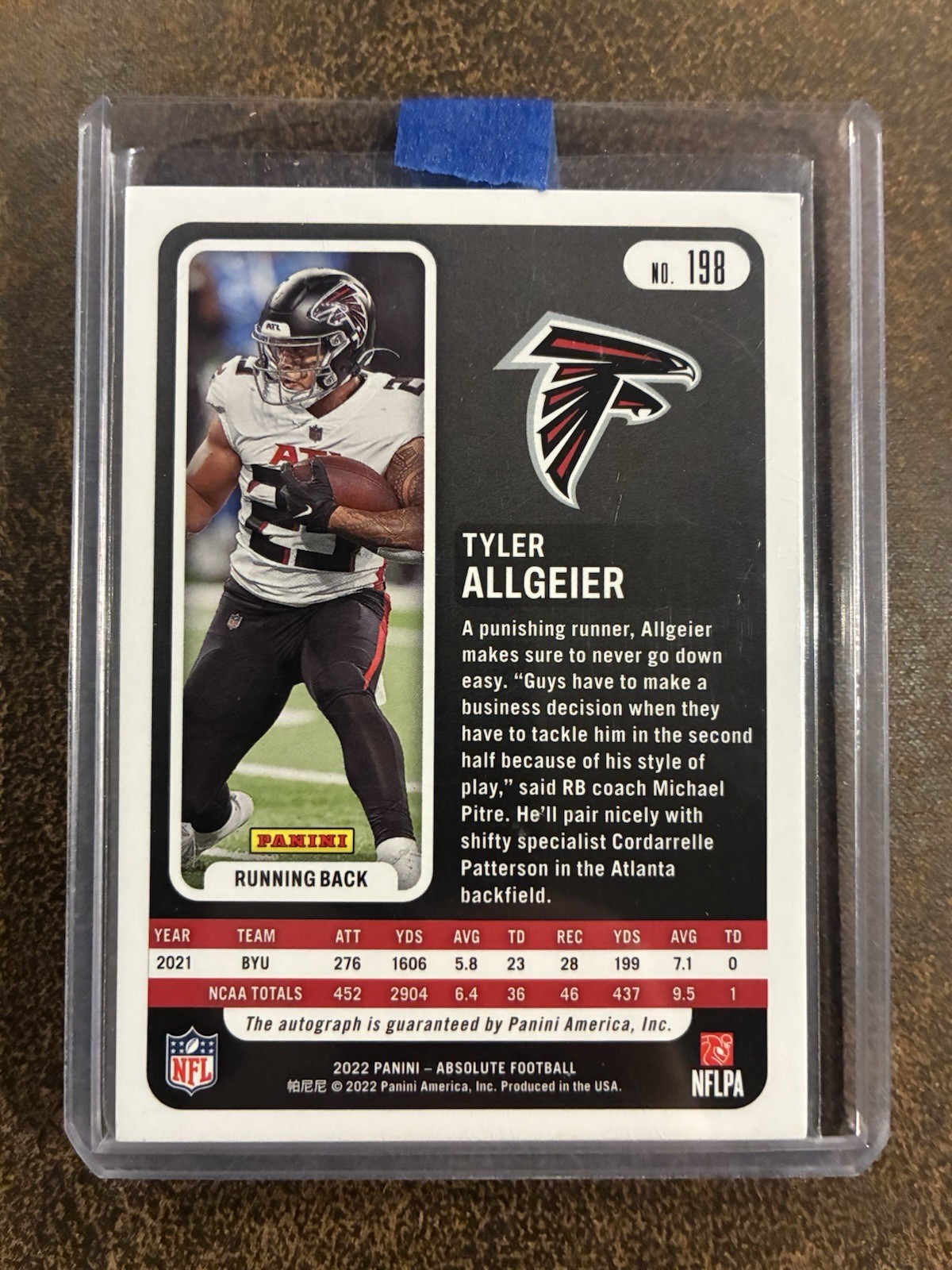 Tyler Allgeier 2022 Panini Absolute #198 Silver Auto Rookie /100