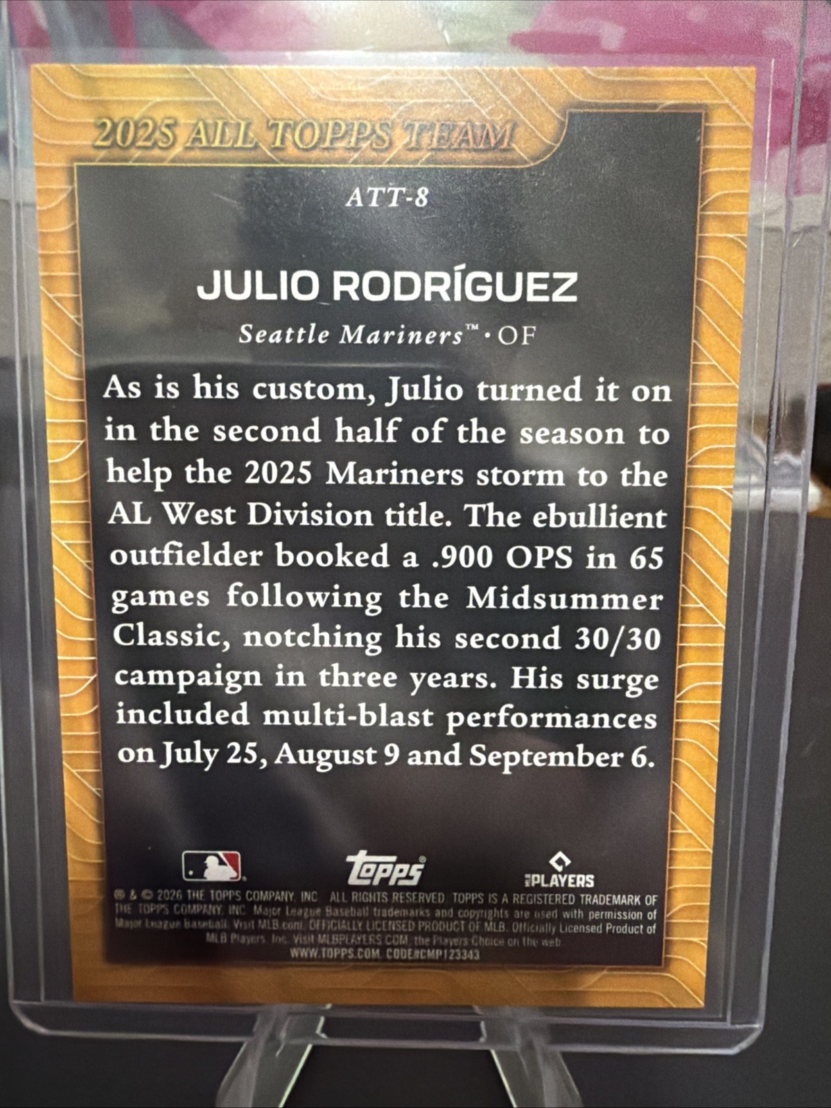 2026 Topps Series 1 – 2025 All Topps Team Julio Rodriguez #ATT-8 Black Foil /10