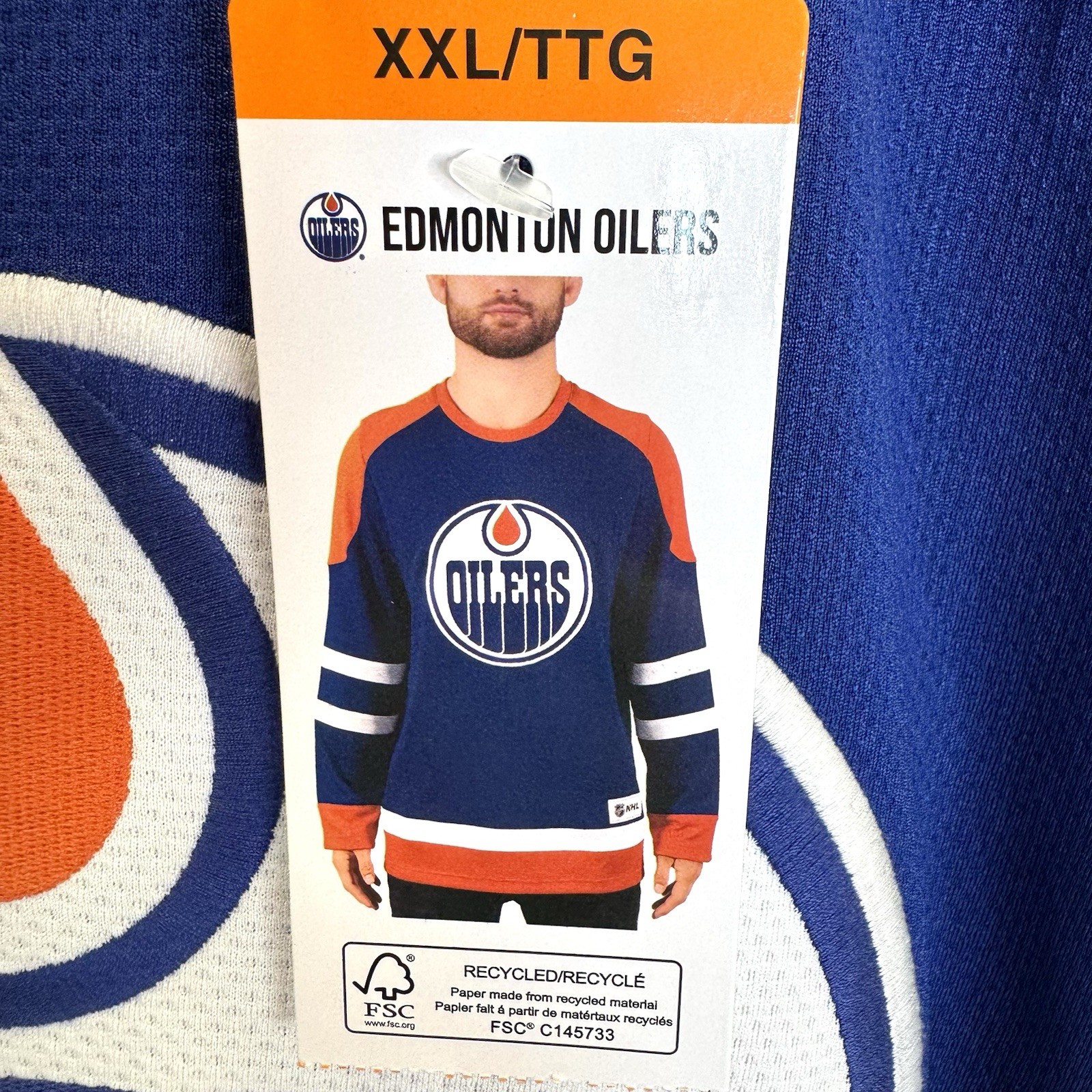 NWT Edmonton Oilers NHL Hockey Jersey Mens XXL 2XL Blue Home Blank