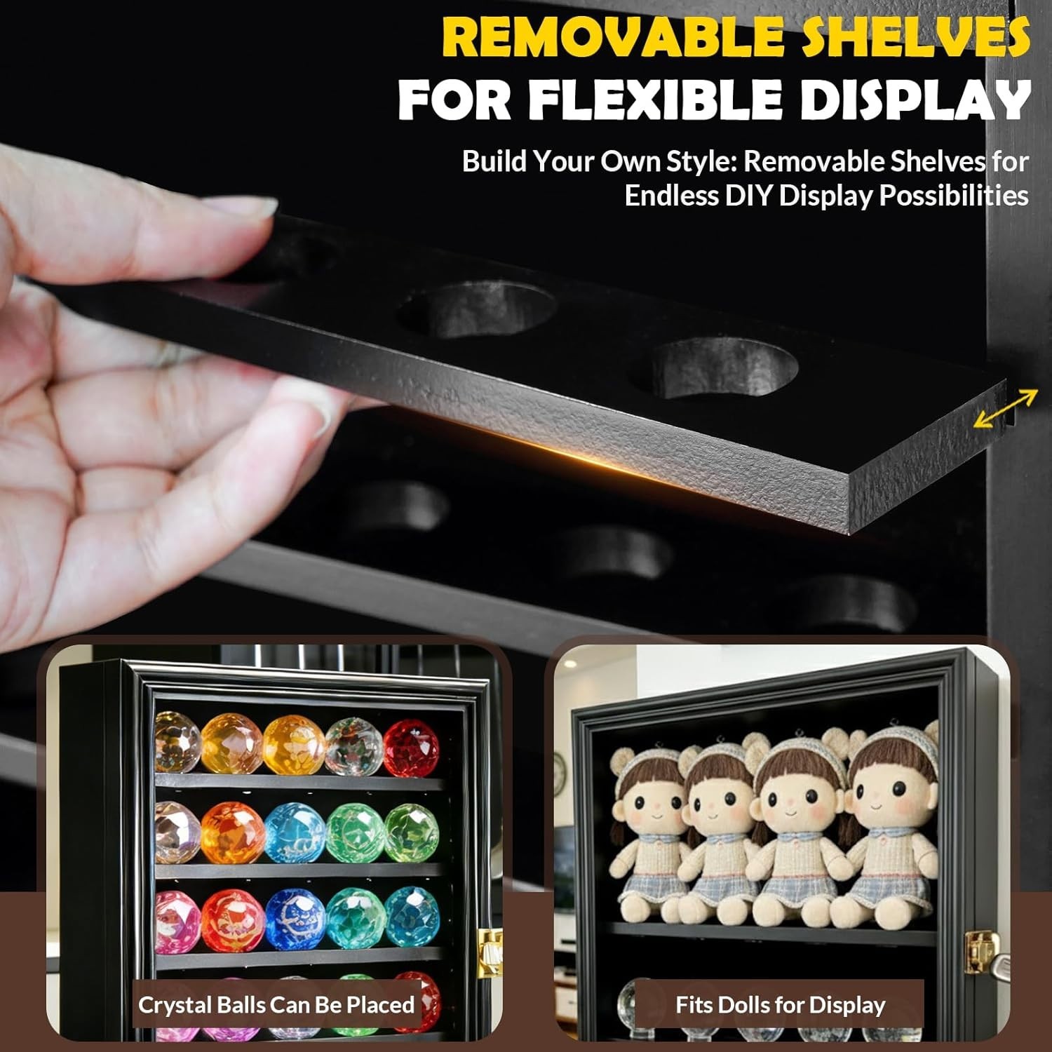 Showcase Your Treasures: Golf Ball Display Case with Velvet Shelves & Key Lock