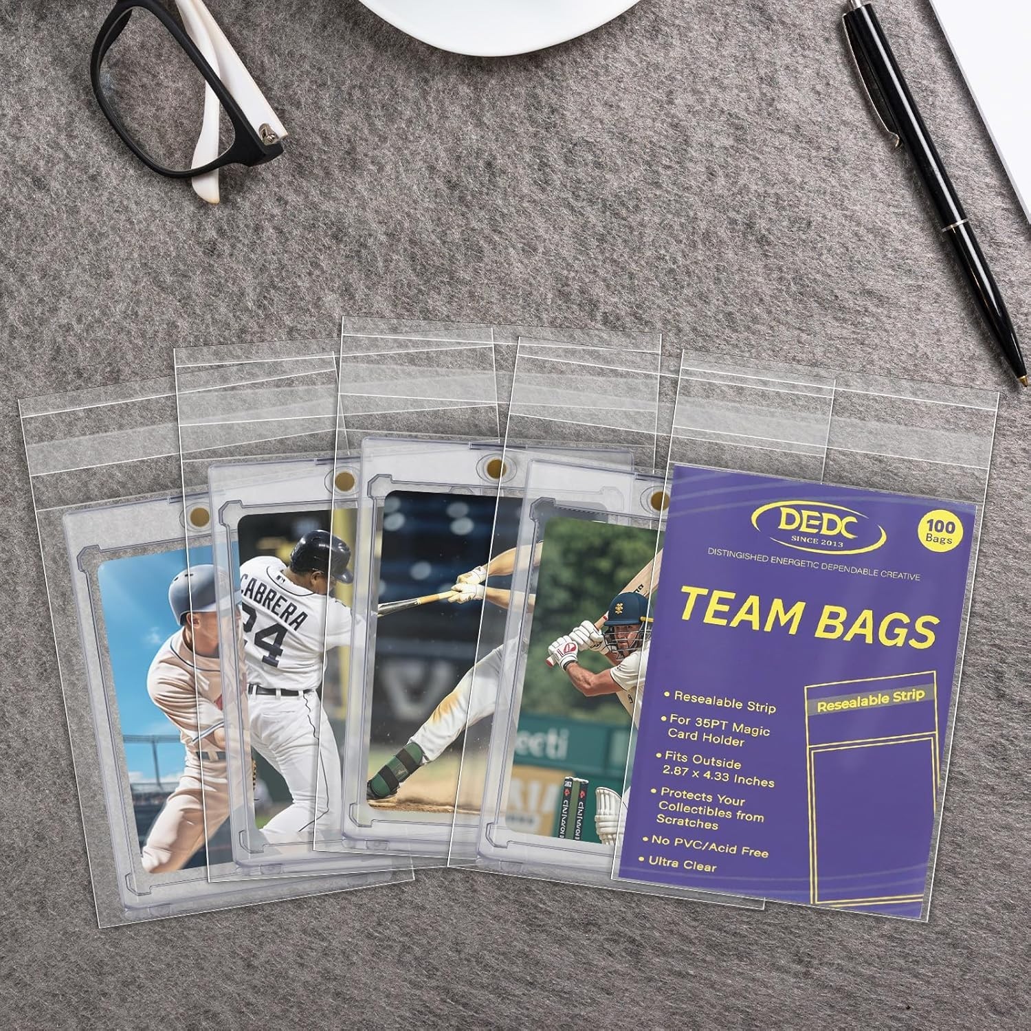 DEDC 500Pcs Team Bags for One Touch Magnetic Card Holder, Team Bags for Tradi