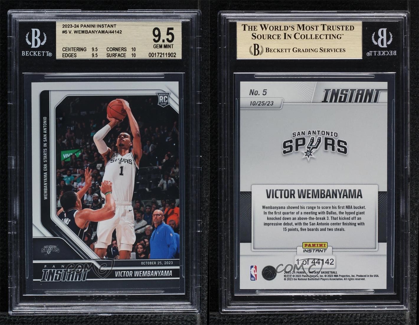 2023-24 Panini Instant /44142 Victor Wembanyama #5 Rookie RC pt9
