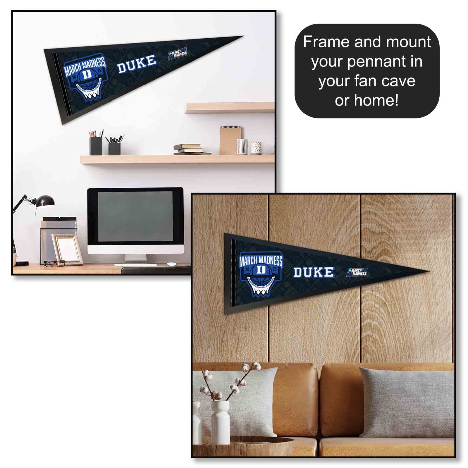 Duke Blue Devils 12 in X 30 in 2026 March Basketball Madness College Pennant