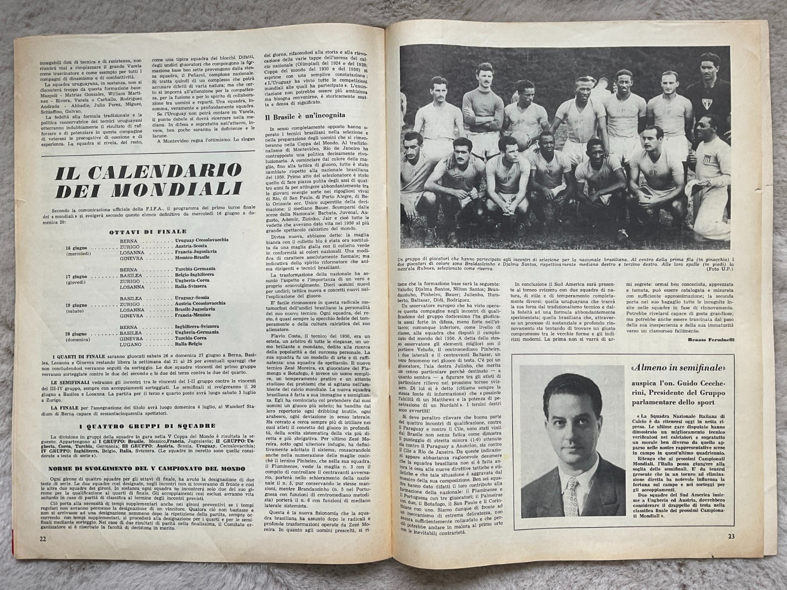 1954 FIFA WORLD CUP SWITZERLAND – RARE TOURNAMENT BROCHURE IN ITALIAN