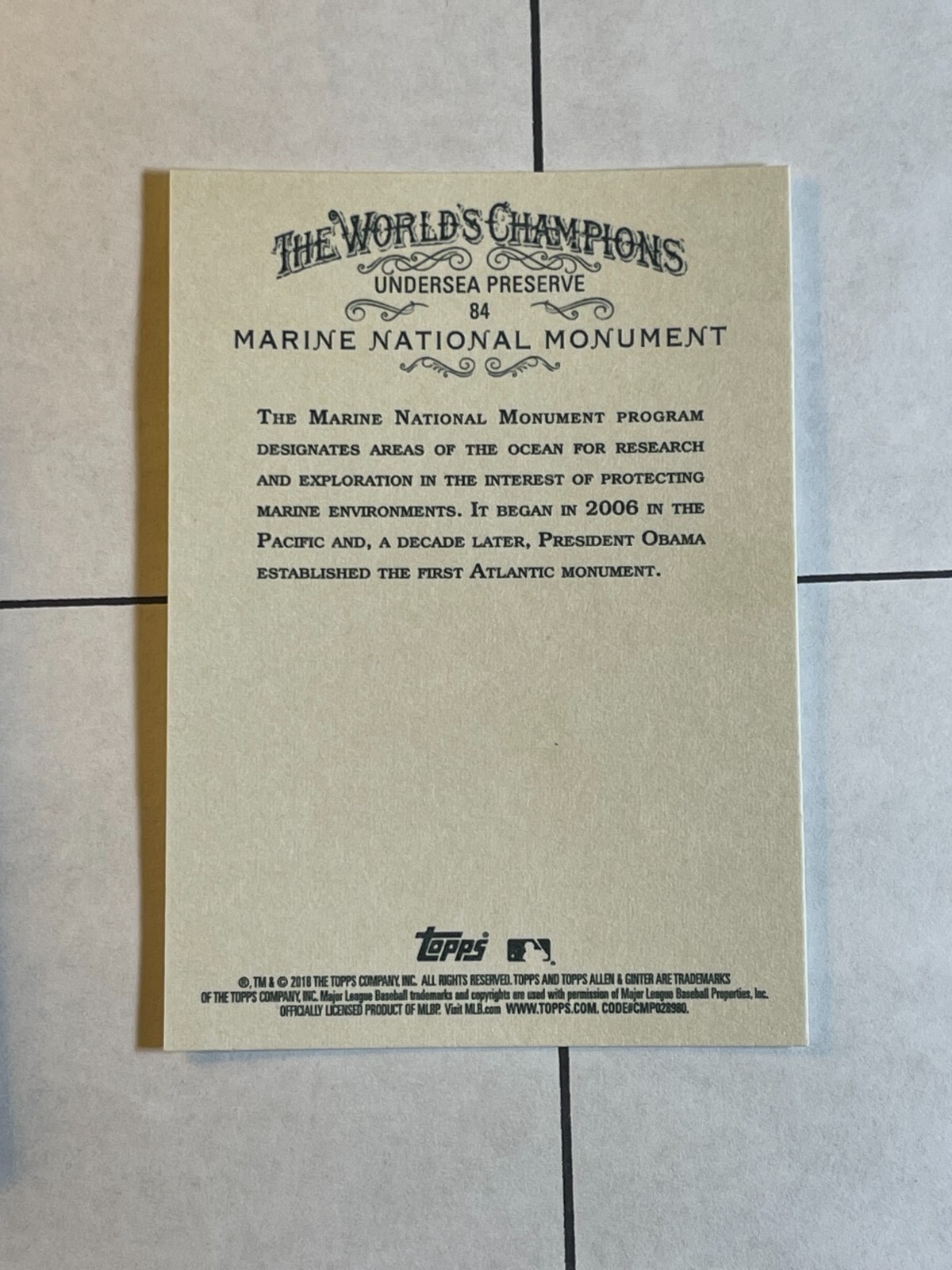 Marine National Monument 2018 Topps Allen & Ginter #84 Undersea Preserve