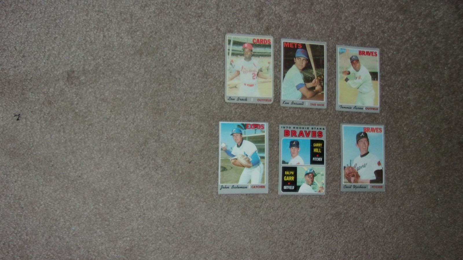1970 Baseball 6 card lot; 1-HOF L. Brock, nbrs 214, 172, 330,417, 278, 295, gd