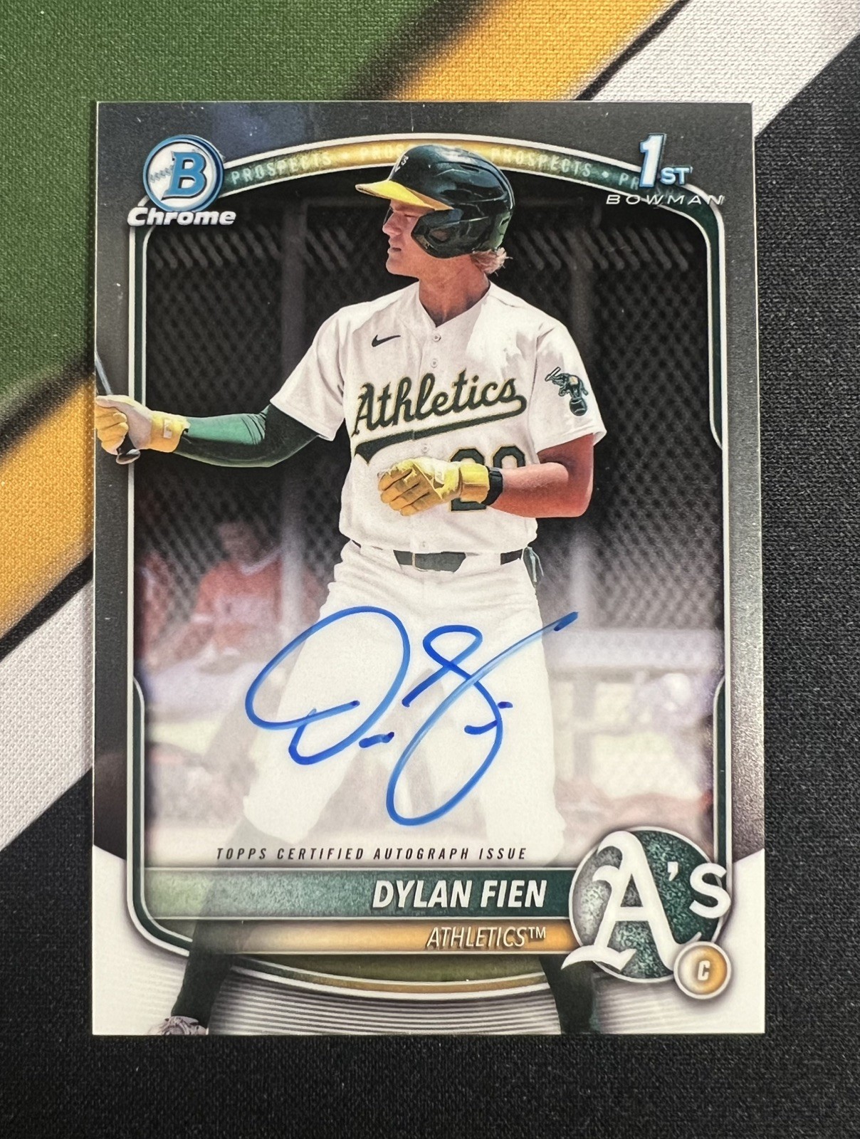 Dylan Fien 2025 Bowman 1st Chrome Prospect Auto CPA-DF Oakland Athletics