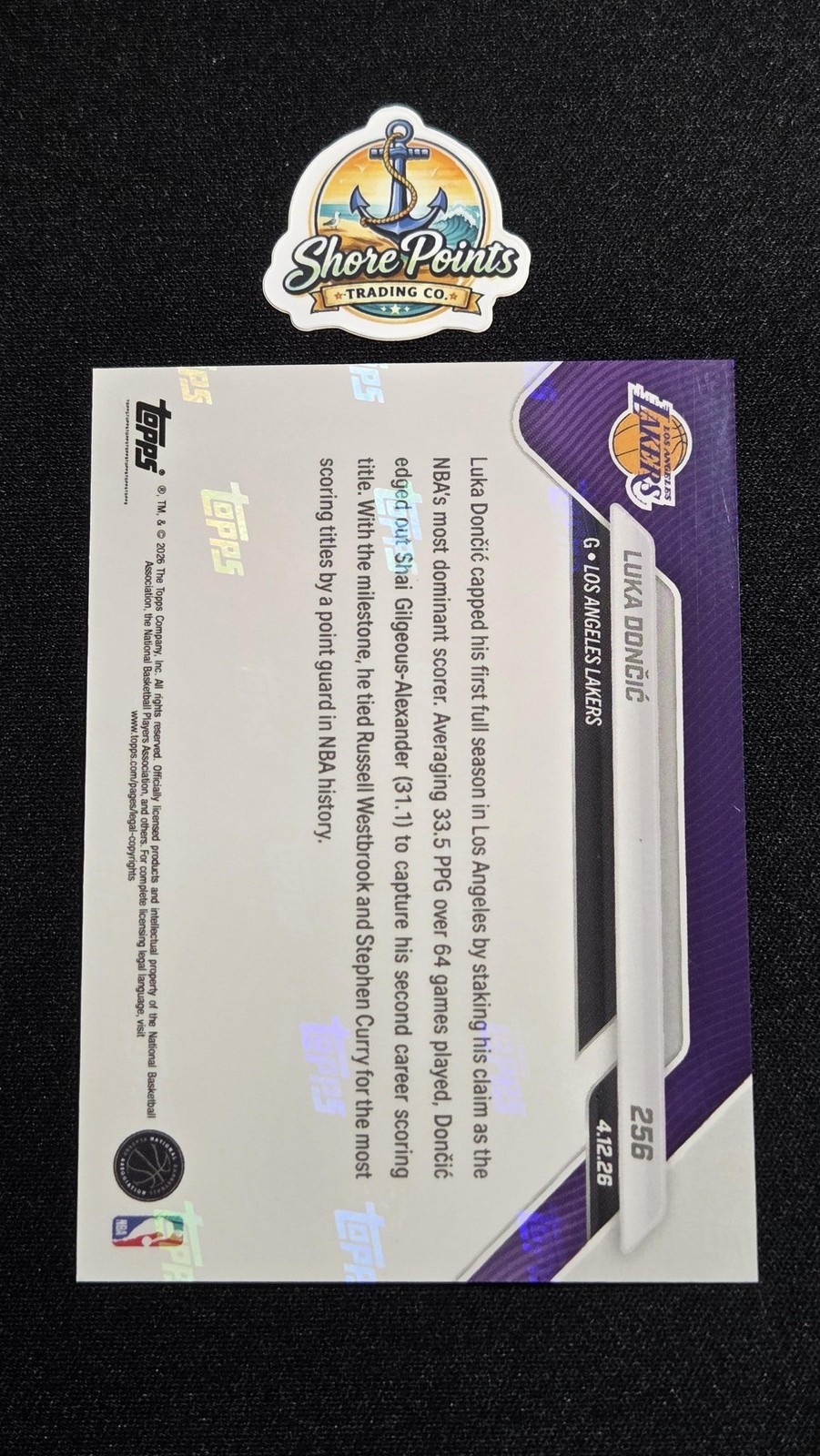 Luka Doncic 2025-26 Topps Now #256 2nd NBA SCORING TITLE LAKERS