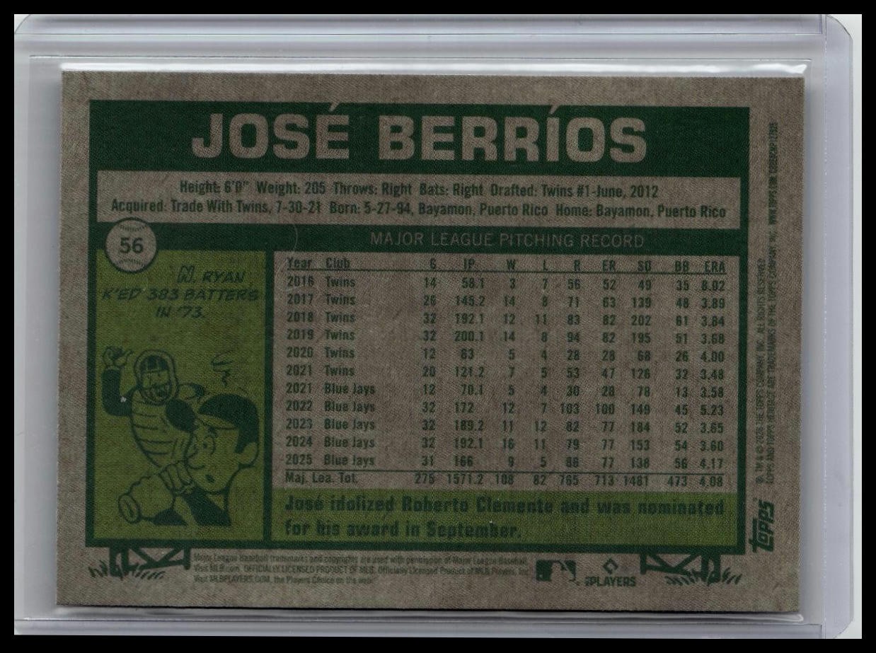 2026 Topps Heritage #56 José Berríos Chrome