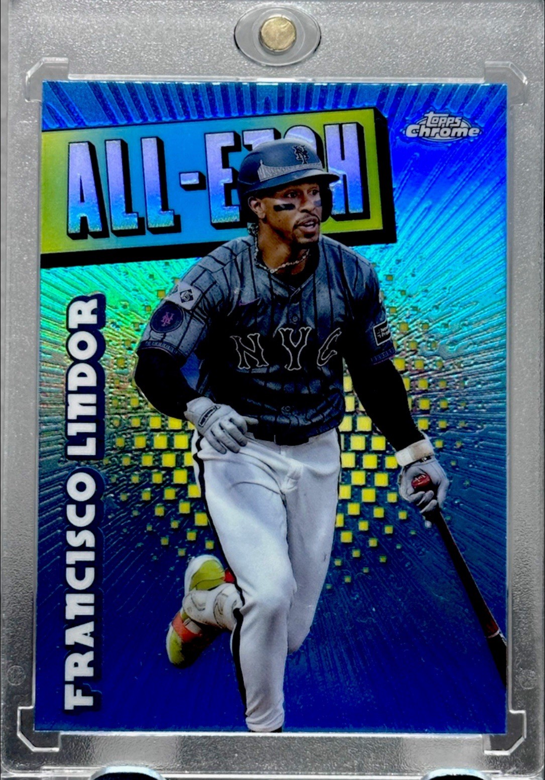 Francisco Lindor RARE REFRACTOR INVESTMENT CARD HOLO SILVER CHROME METS MINT