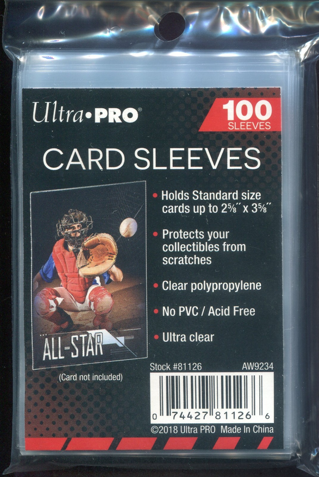 Pack of 100 Ultra Pro Baseball Card Clear Soft Sleeves Free Tracking & Shipping