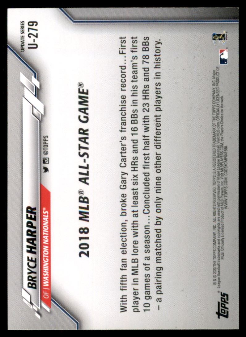 2020 Topps Update Baseball Card #U279 Bryce Harper AS