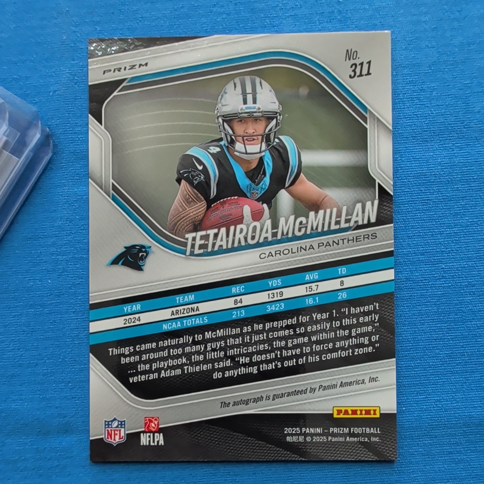 Panini Prizm 2025 Tetairoa McMillan Panthers Rookie Pink Autograph #311 ROY