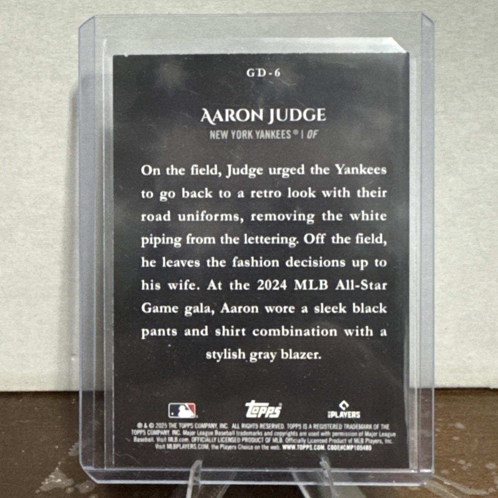 2025 Topps Series 1 – Game Day Drip Aaron Judge #GD-6