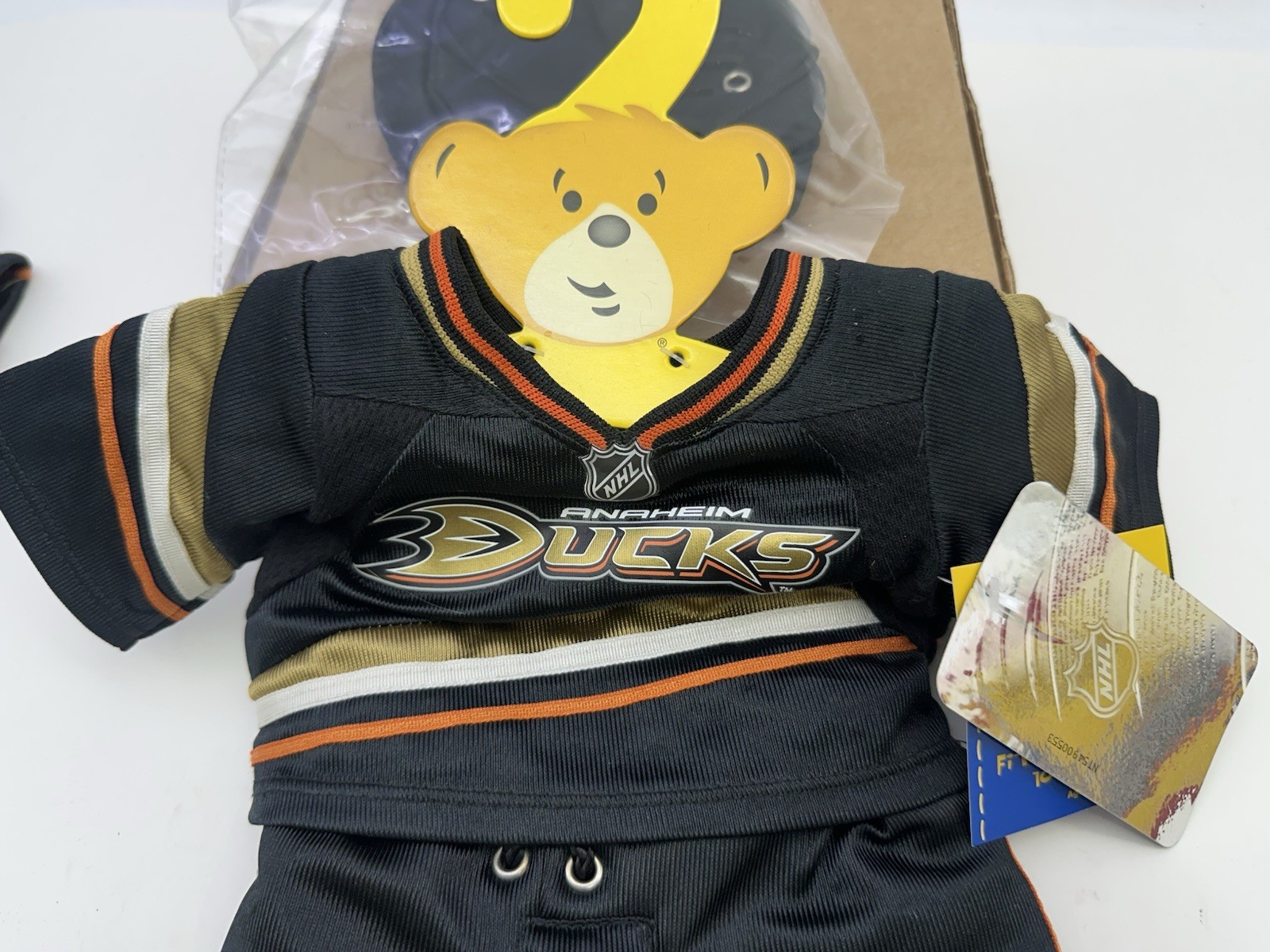 Anaheim Ducks Build-A-Bear Plush Doll NHL Hockey Bear Uniform Jersey Stick NEW