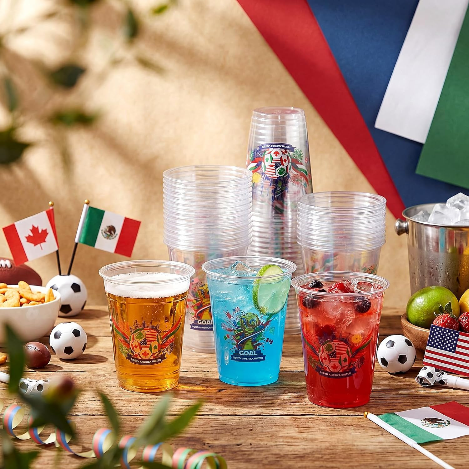 50 Pcs Soccer Plastic Cups 12 Oz International Countries Soccer Disposable Plast
