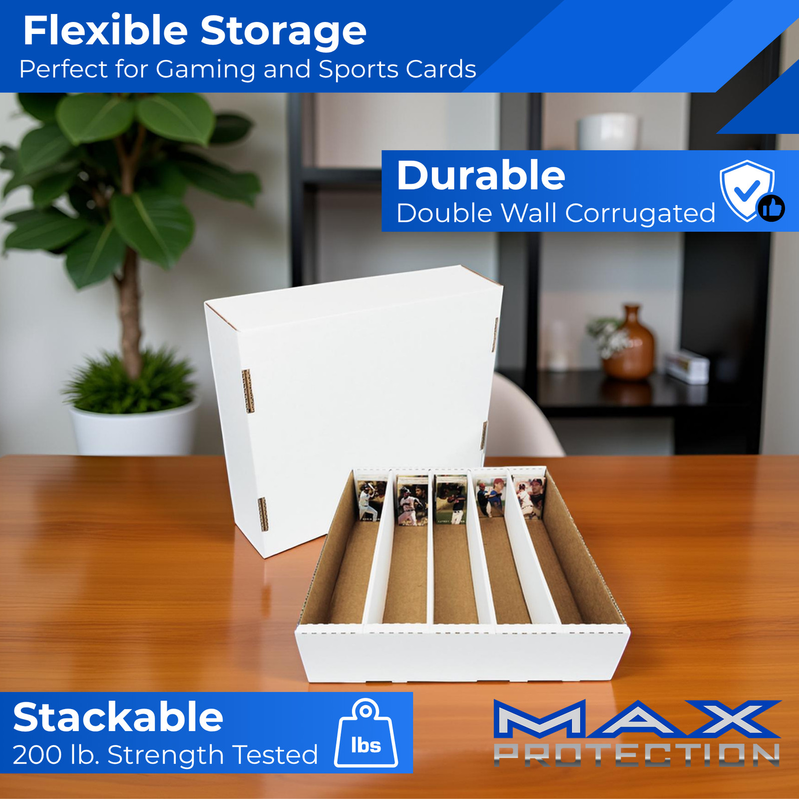 (3) 5000 COUNT FULL LID TRADING CARD MAX PRO CARDBOARD STORAGE BOXES zx