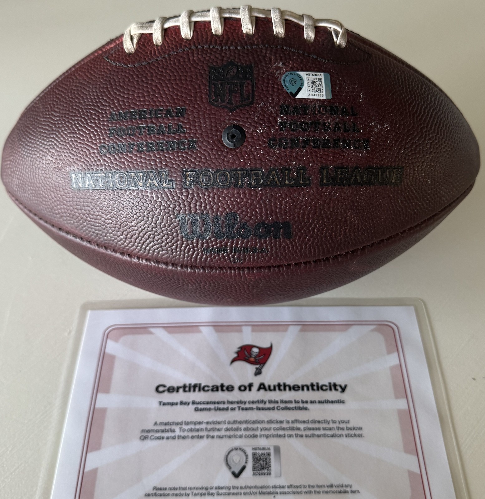 GAME USED Tampa Bay Buccaneers 11/09 + 11/16/25 NFL Football vs Patriots + Bills