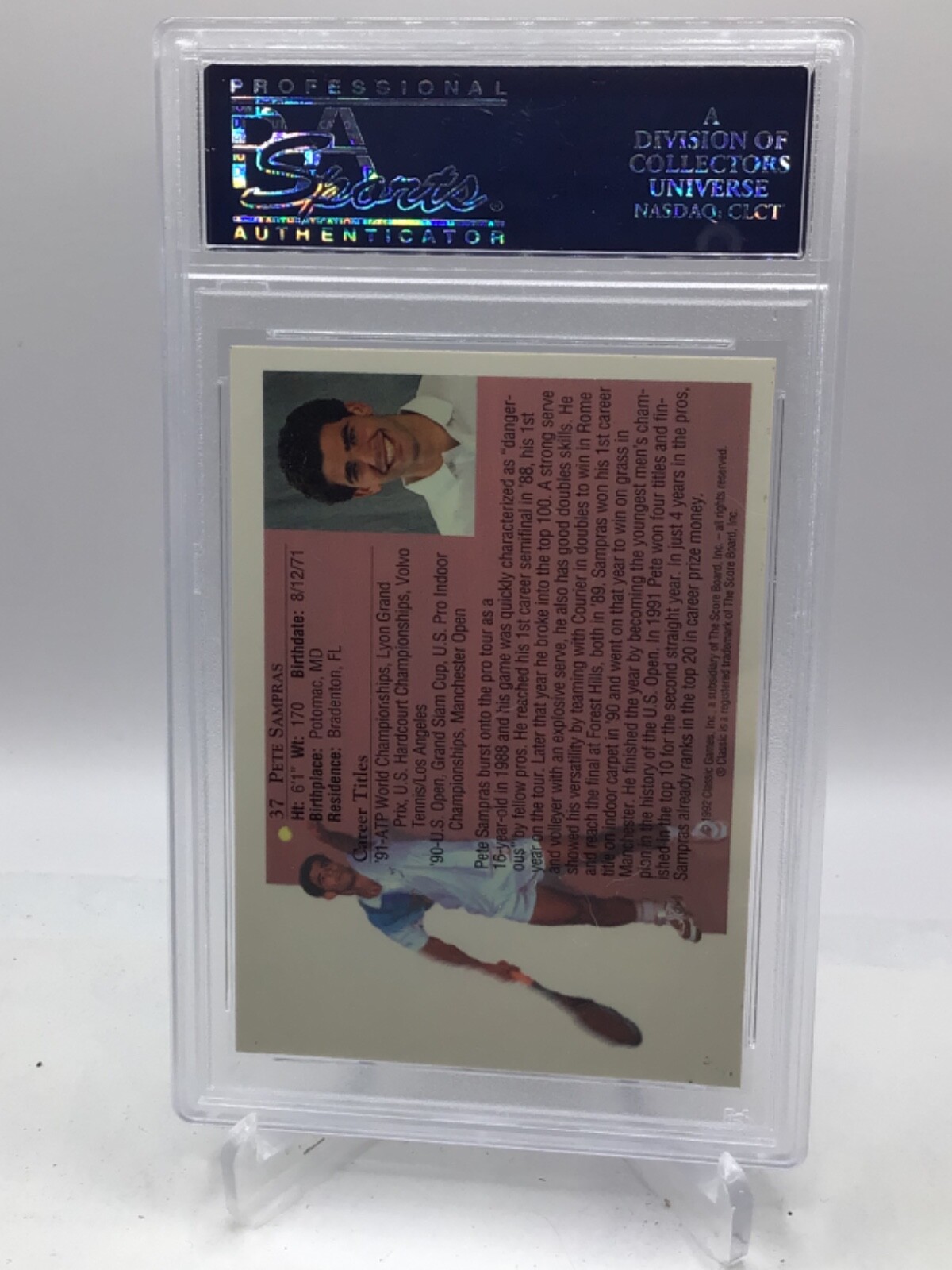 1992 Classic World Class Athletes #37 Pete Sampras PSA 8