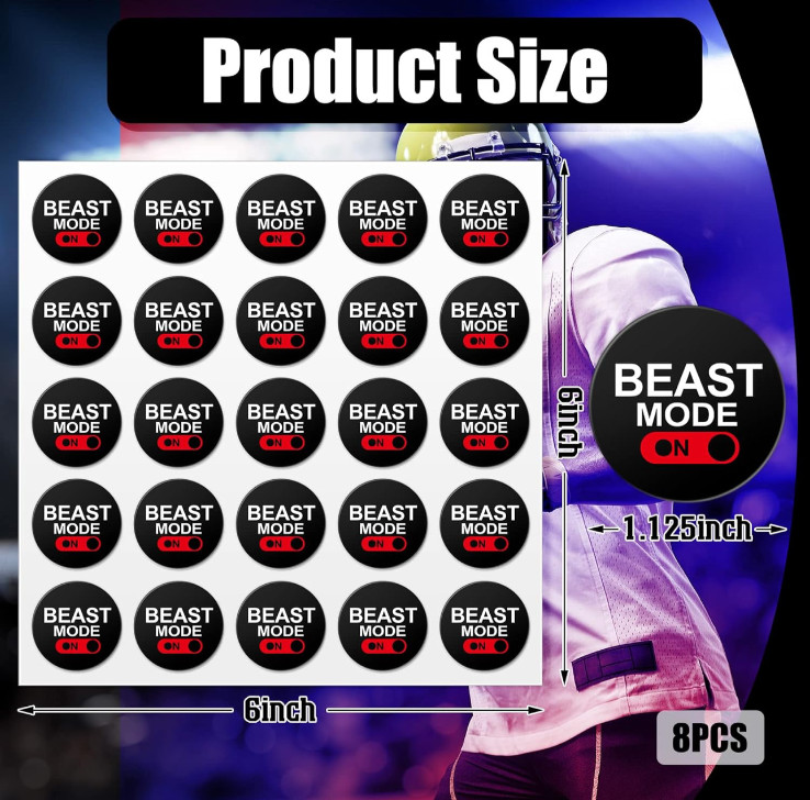 200 Pcs “BEAST MODE” Football Helmet Stickers 1-1/8 inches Self Adhesive