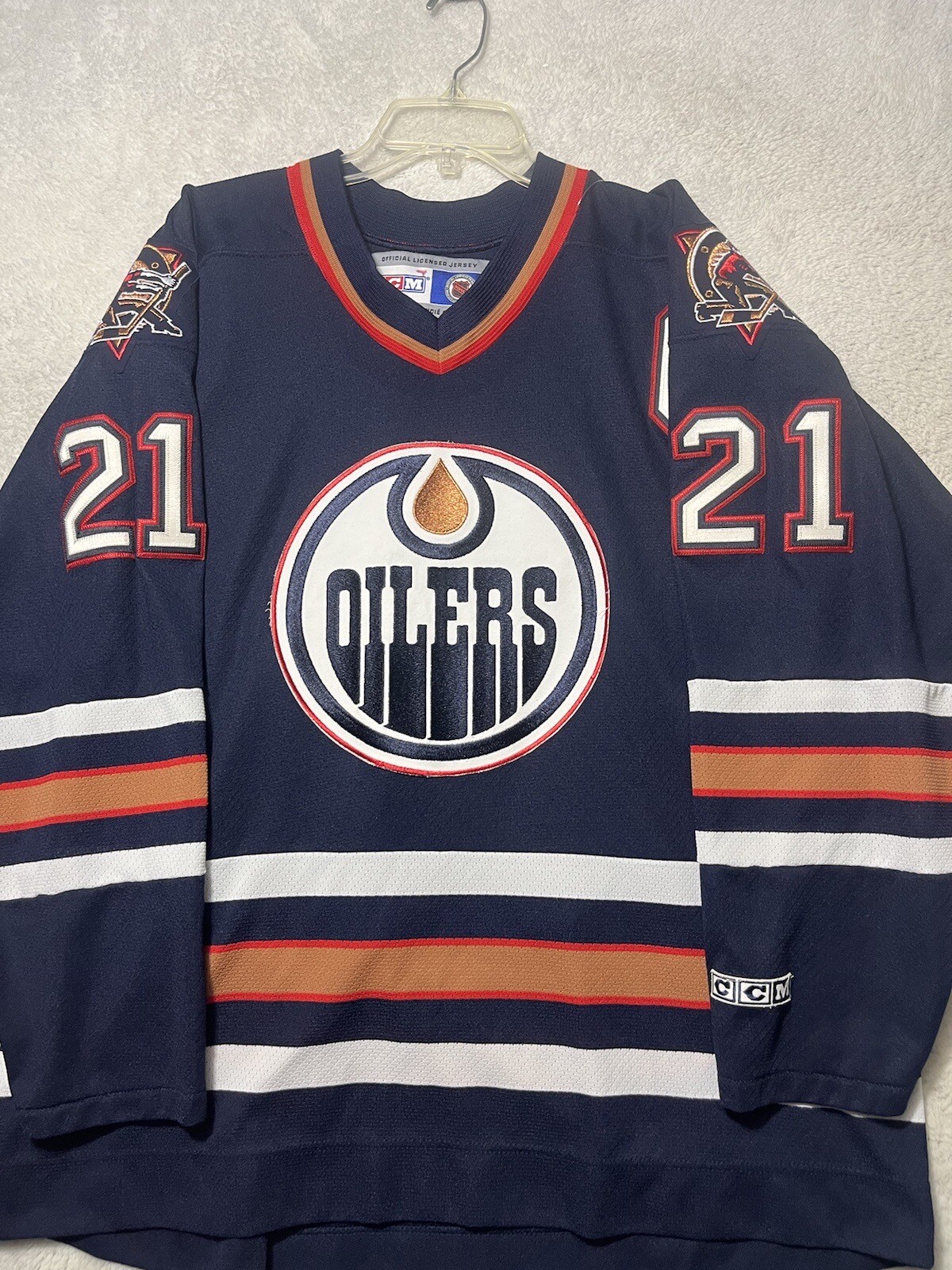 JASON SMITH EDMONTON OILERS CCM STANLEY CUP REPLICA JERSEY XXL NEVER WORN..