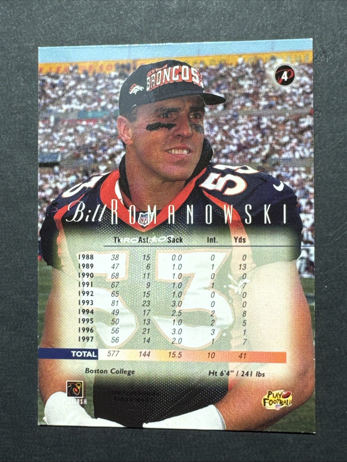 1998 Playoff Prestige – Bill Romanowski #4