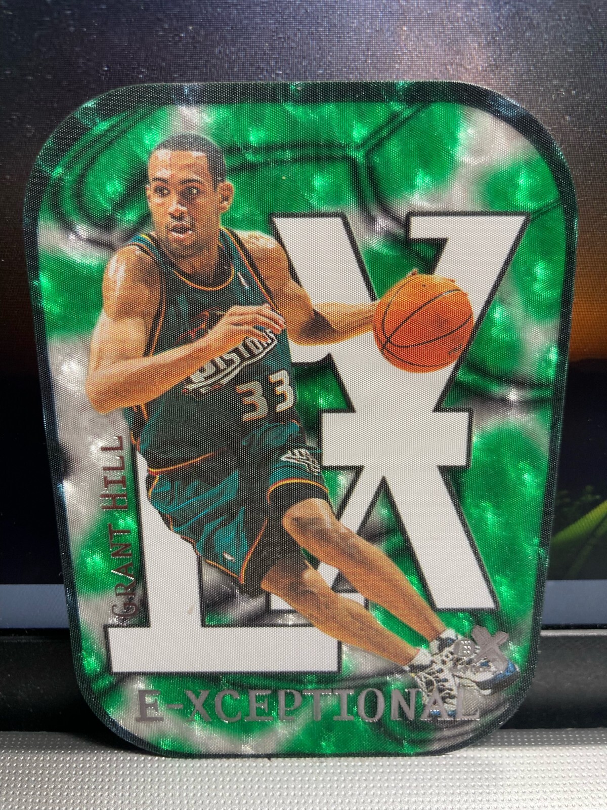 NBA Crdas 2PCS. GRANT HILL (E-XCEPTIONAL) 2000 (6 OF 15XC) GREEN 189/500 & RED