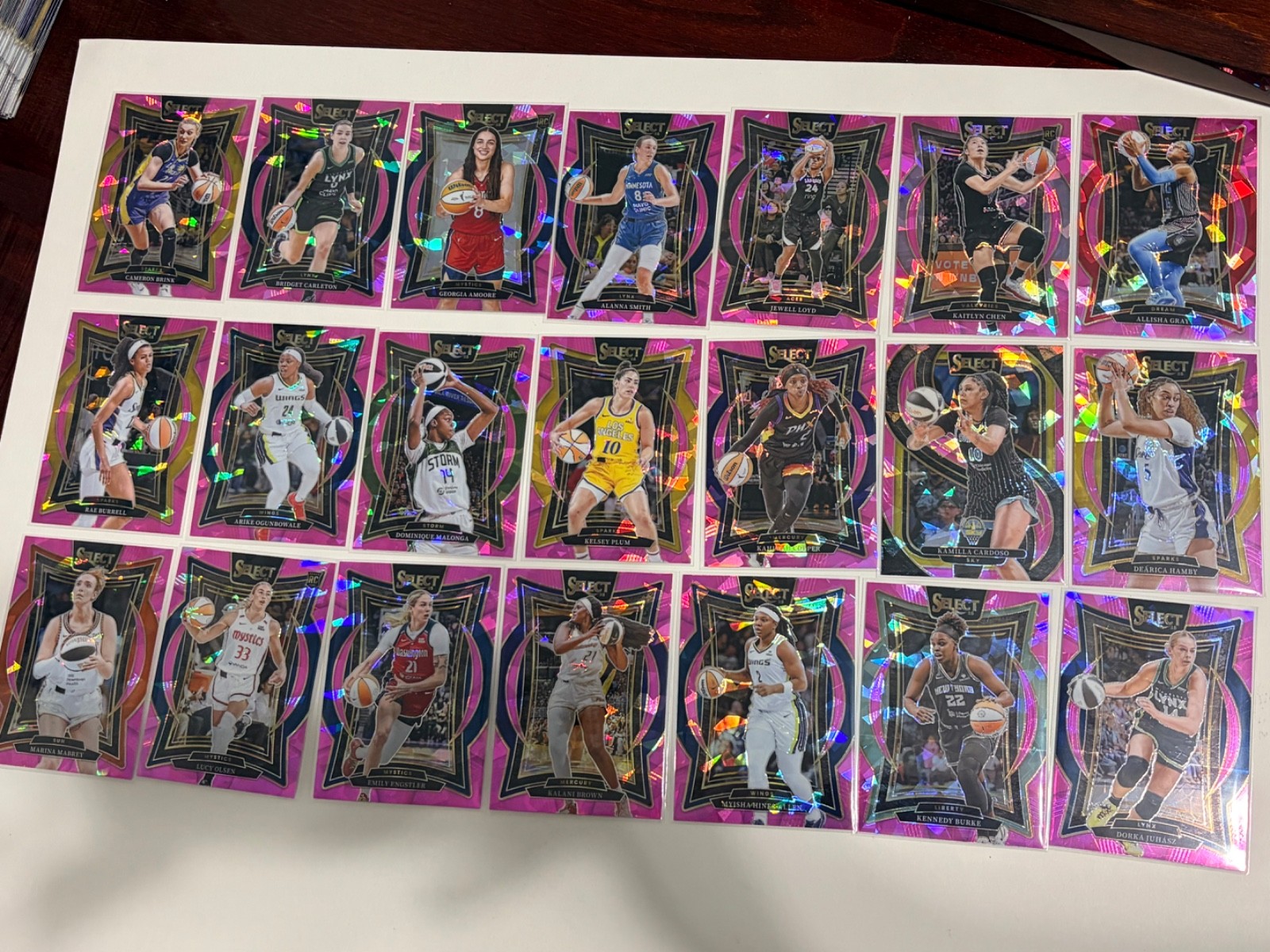 2025 WNBA Panini Select 288 card lot: Pink Ice, Silver Prism, Orange Flash, etc.