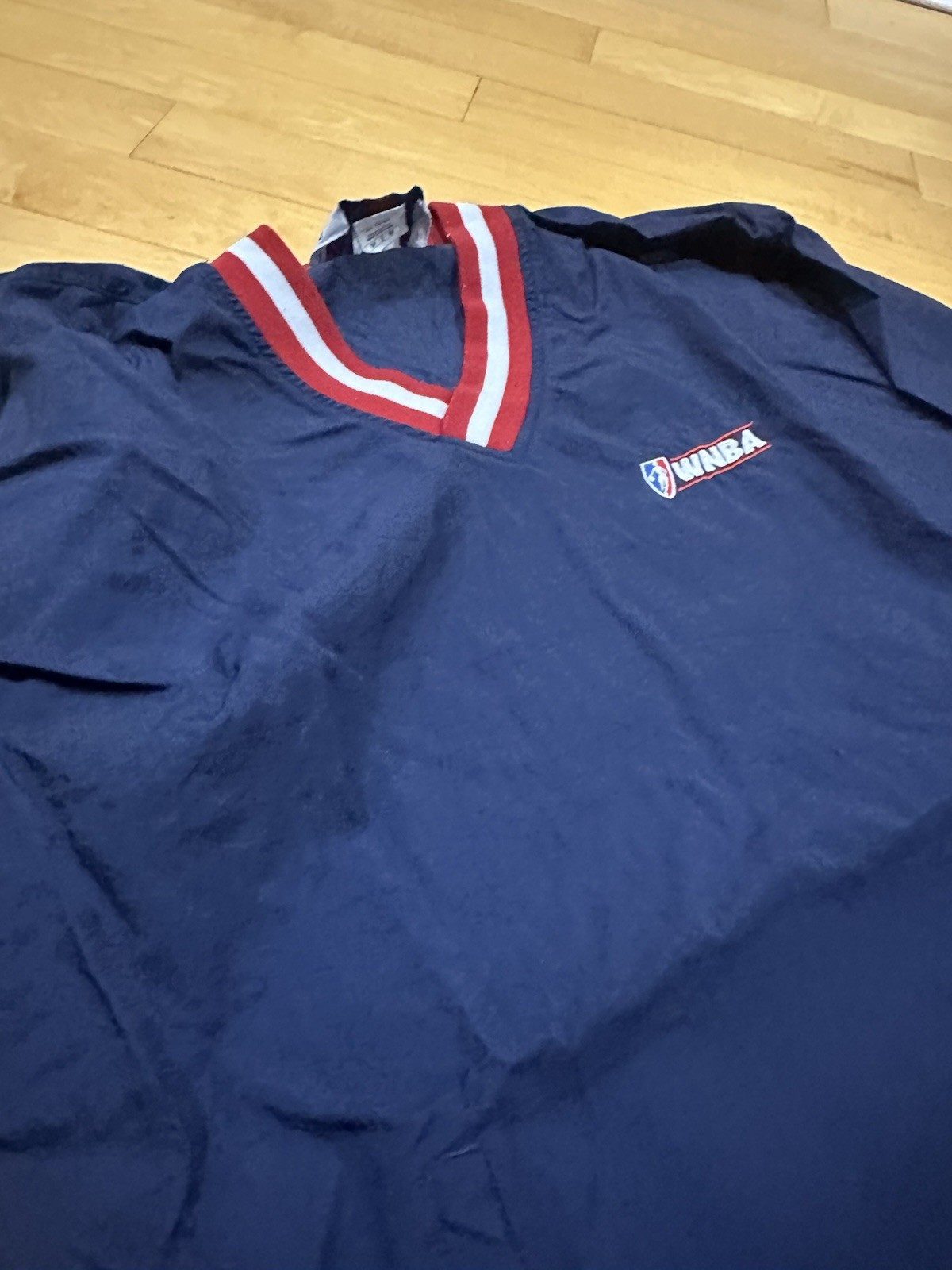 VNTG WNBA Champion Navy Blue Pullover 100% Nylon Womens Medium Long Sleeve