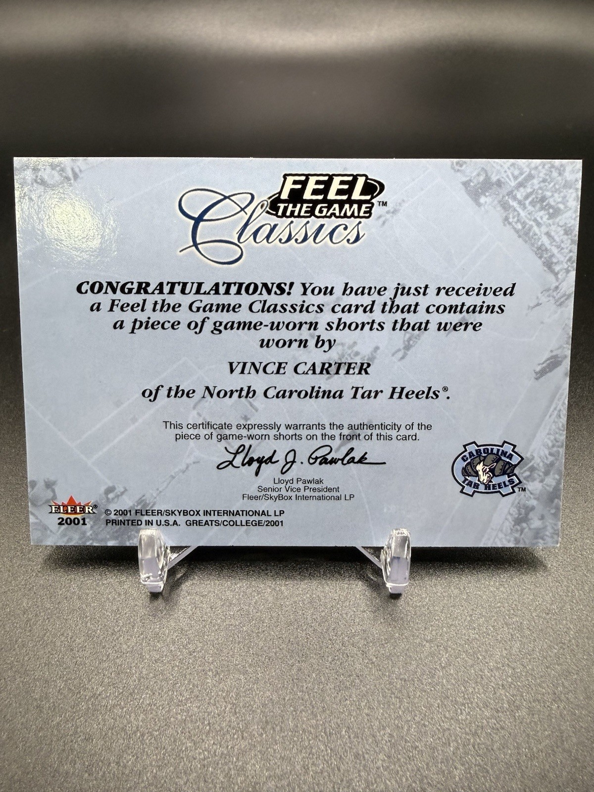 🏀🔥2001 Fleer Feel the Game Classics Vince Carter Jersey UNC GU Patch SP 🔥🏀
