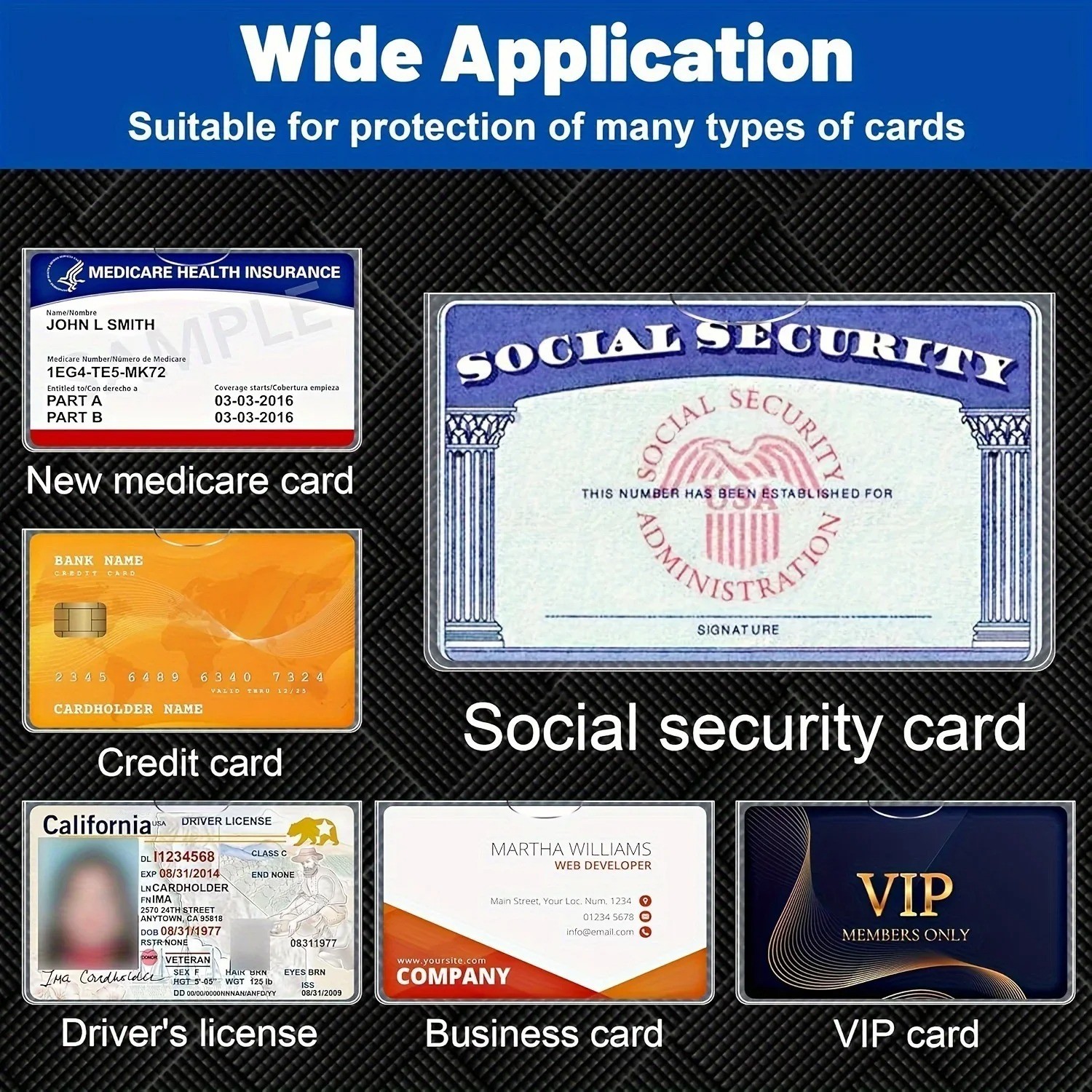 16pcs Social Security Card Protector/Medicare Card Protector Sleeve/Social Card