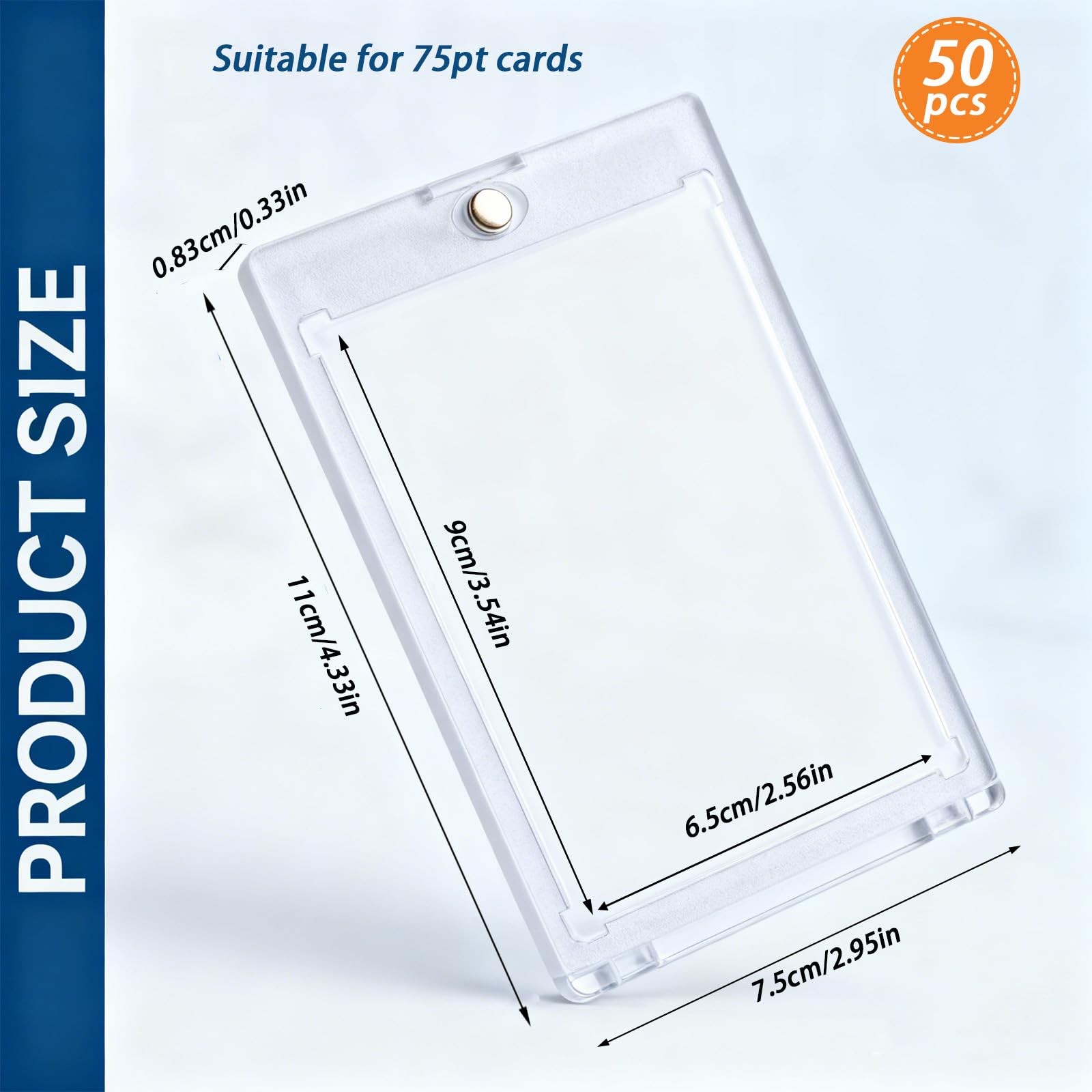 50 Pcs 75 Pt Acrylic Magnetic Card Holders, Touch , Clear Card Protectors, Ha…