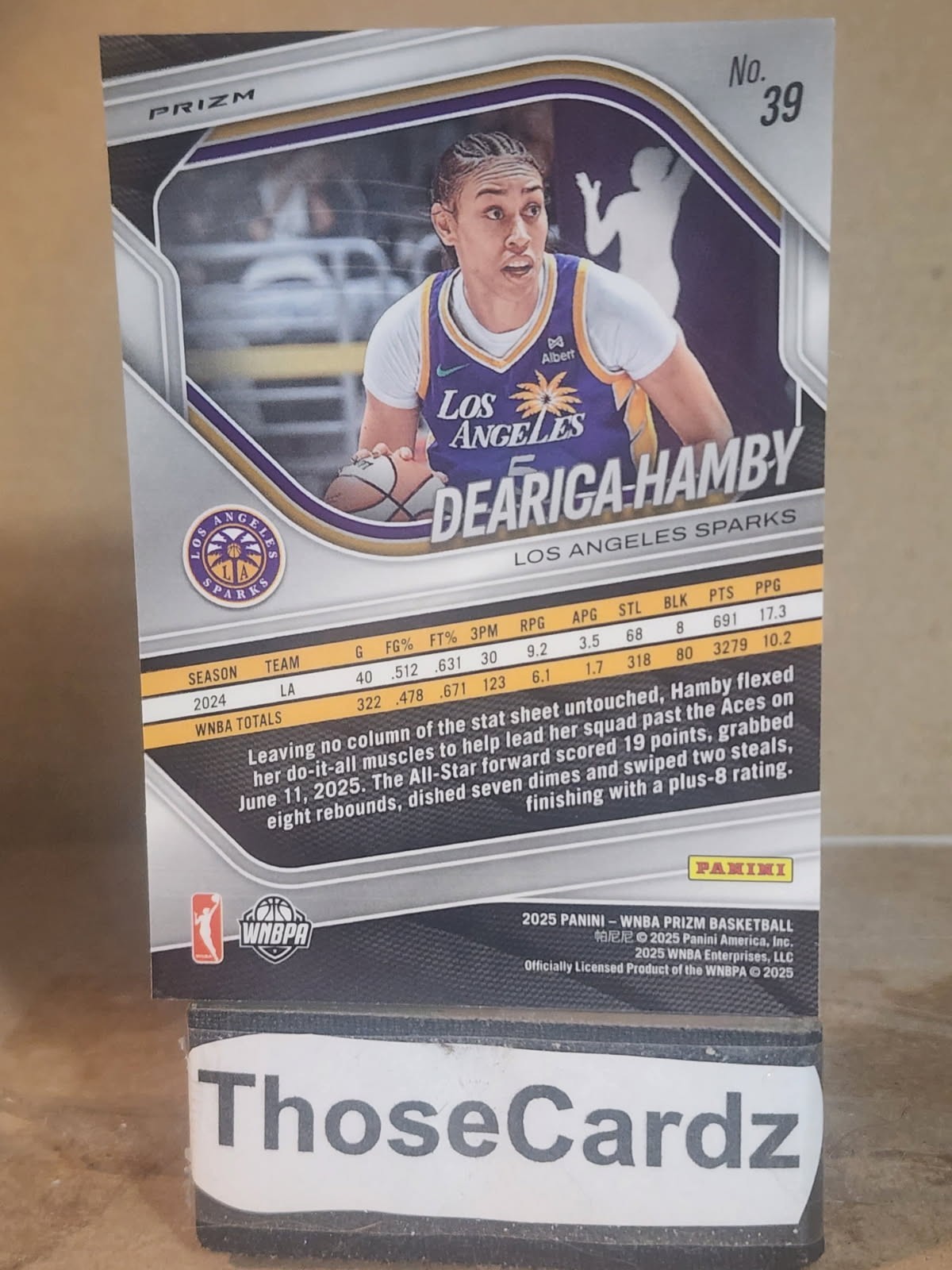2025 Panini Prizm WNBA White Seismic Prizm #39 Dearica Hamby