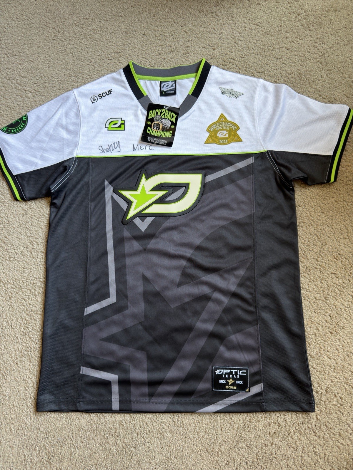 Optic Gaming Champs Signed Jersey size L Championship White CDL Texas COD