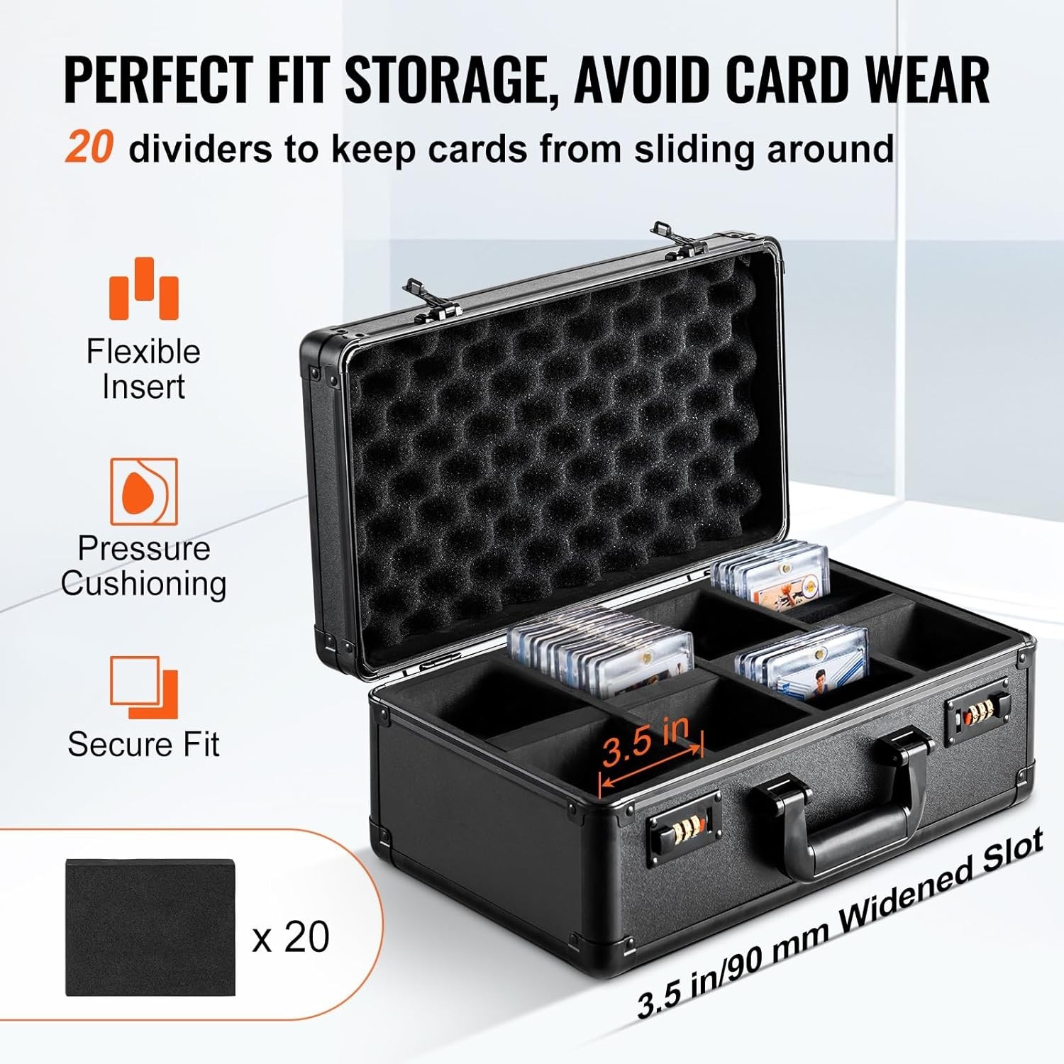120 PSA Graded Card Storage Box 4 Slots, with Coded Lock Foam Dividers, Grade…