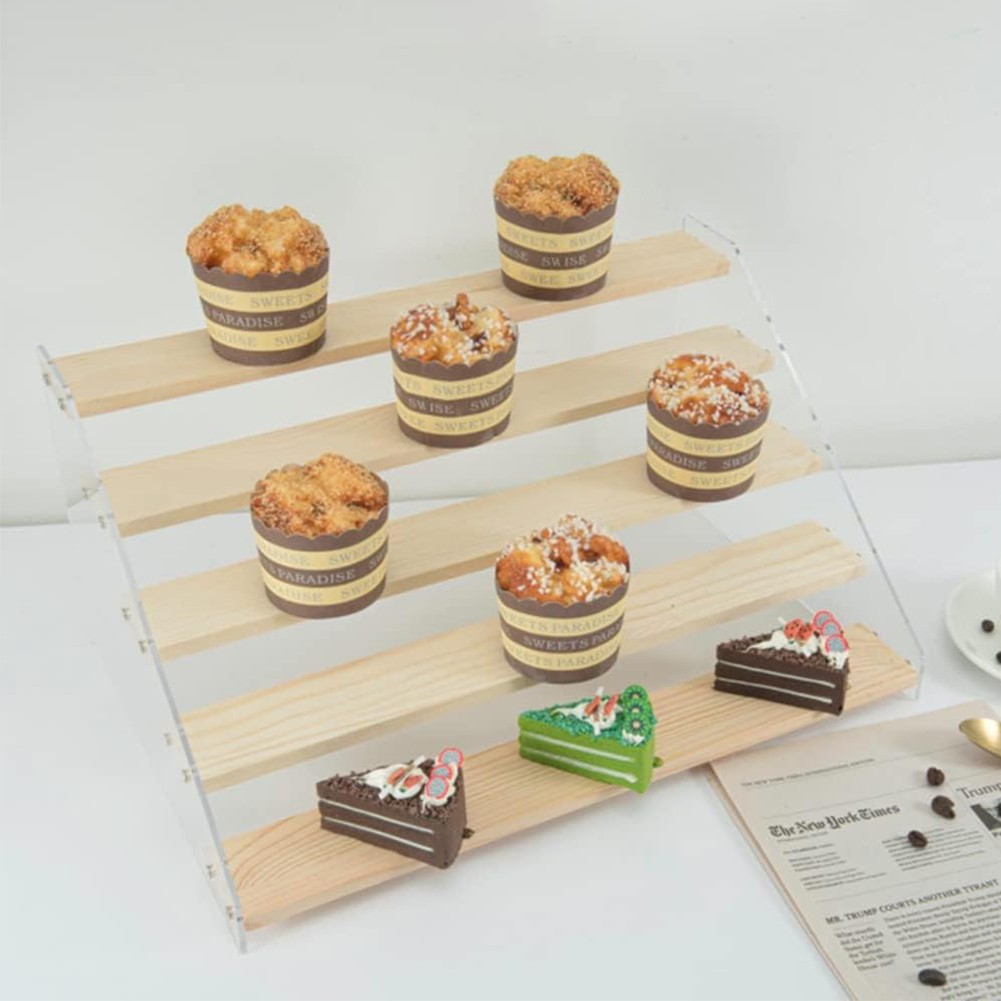 3-5 Tier Wooden Acrylic Display Stand for Figures Cupcake Perfume Cosmetics