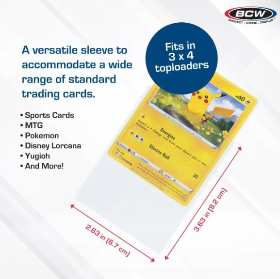 BCW – Trading Card Penny Sleeves – Standard 2 Mil – Single, 3, 5, 10 Packs