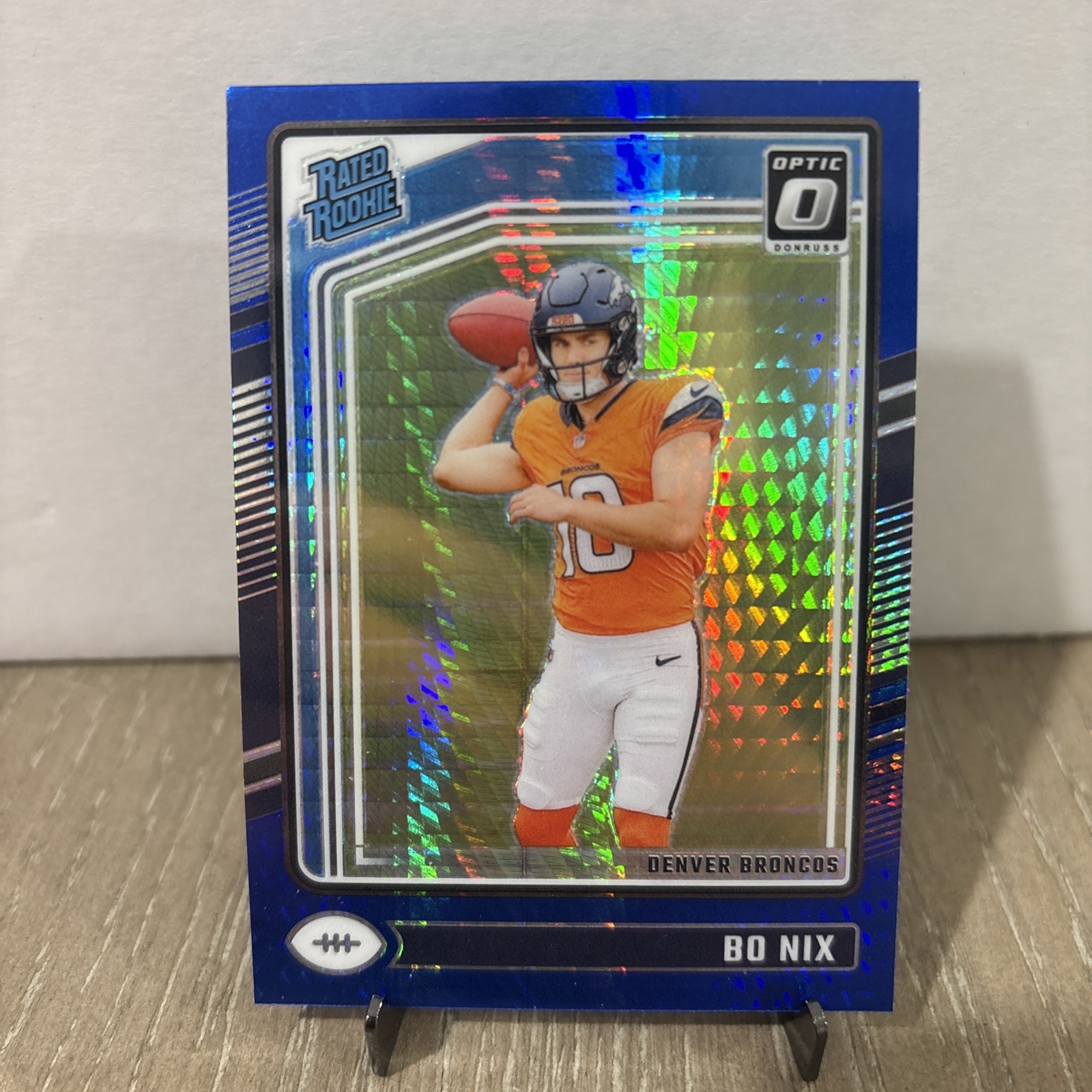2024 Panini Donruss Optic – Rated Rookie Bo Nix #209 Blue Hyper Prizm (RC)