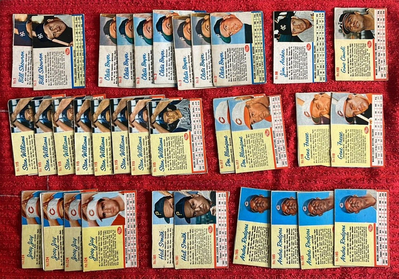 READ READ HUGE 150CT 1961 1962 POST BASEBALL CARD LOT DUPLICATES READ READ READ!