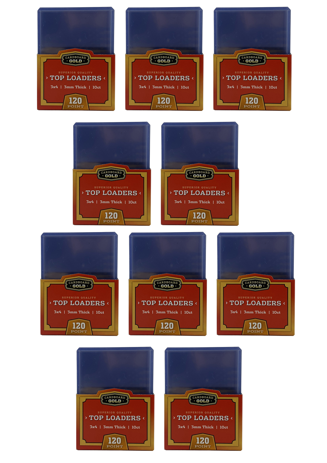 10 Packs – 100ct Ultra CBG Pro 120pt Top Loaders for Super Thick Cards Toploader