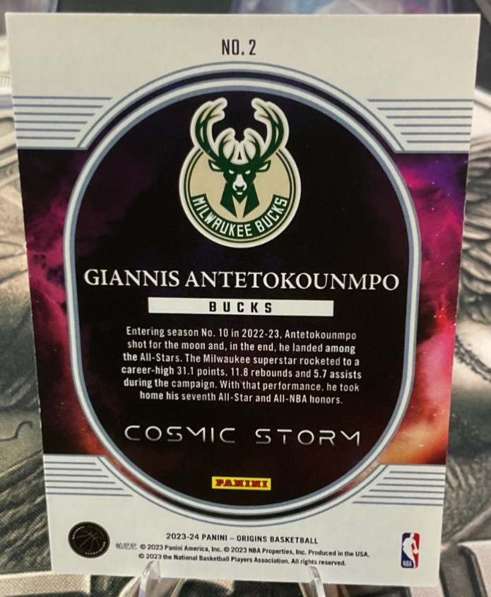 2023-24 Panini Origins – Cosmic Storm Giannis Antetokounmpo #2 Red /75