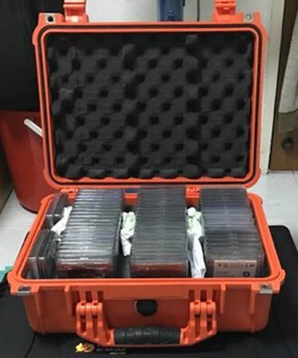 LARGE GRADED CARDS SLABS HOLDER STORAGE PROTECTOR BOX TRAVEL DISPLAY CASE ORANGE
