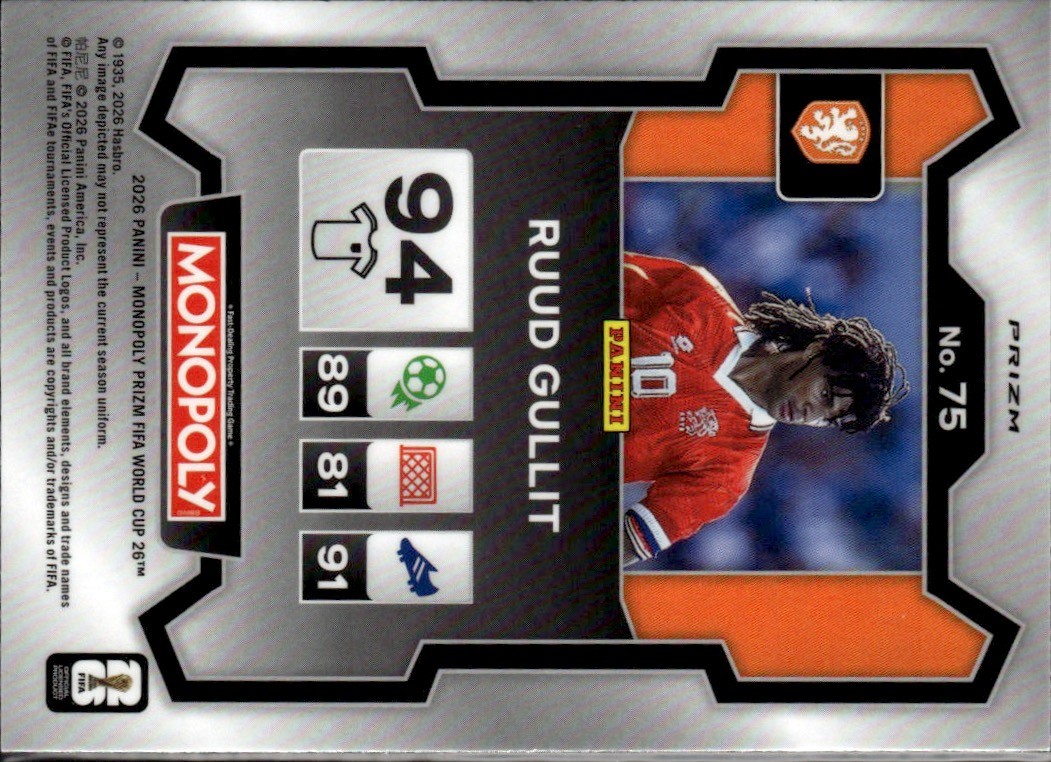 2026 Panini Prizm Monopoly FIFA World Cup 4 Corners Green Wave Ruud Gullit #75