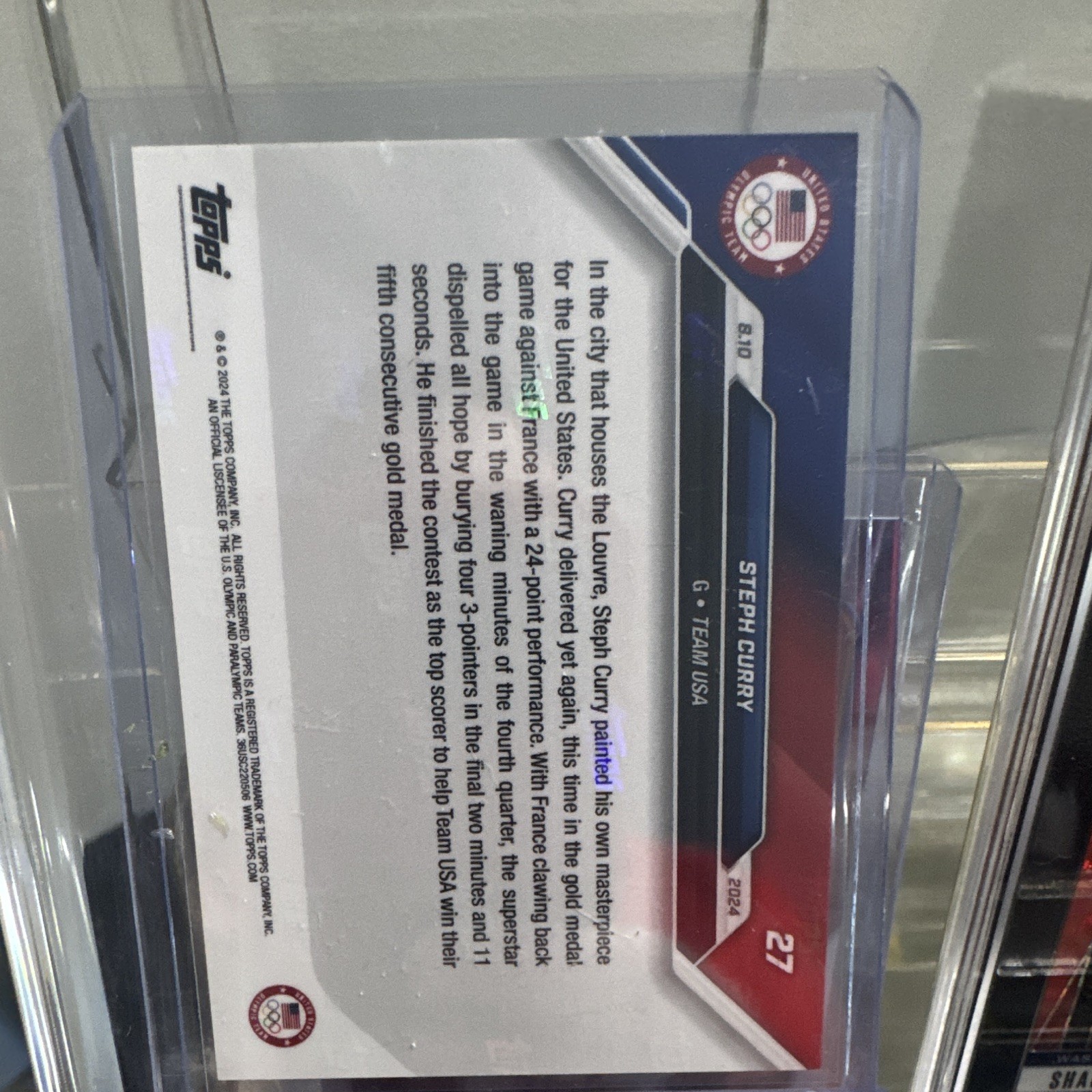 Topps 2024 Topps Now Olympic/Paralympic Games Steph Curry #27 USA Base