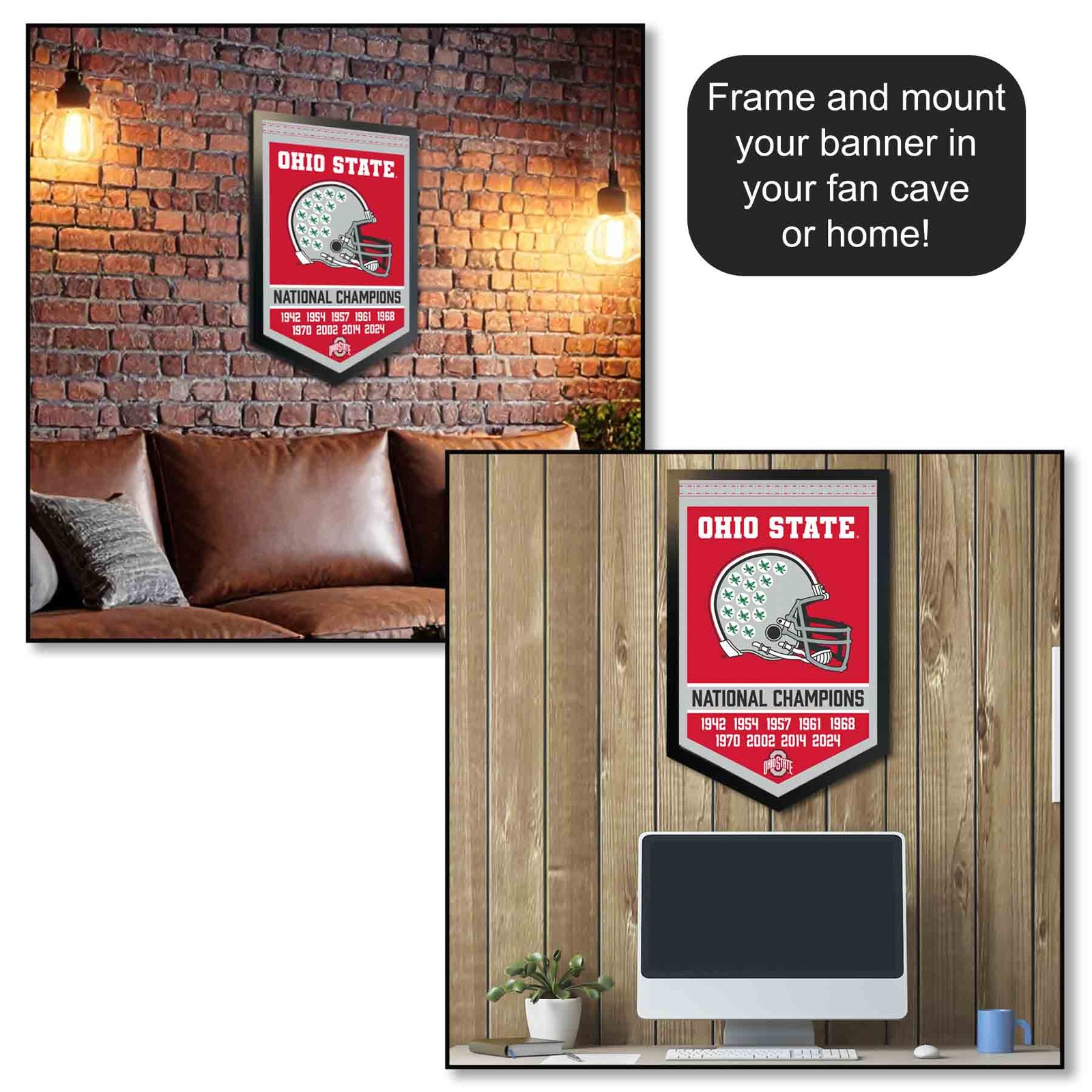 Ohio State Buckeyes 9 Time College Football National Championship Banner Flag